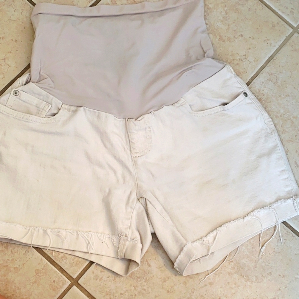 White Denim maternity shorts